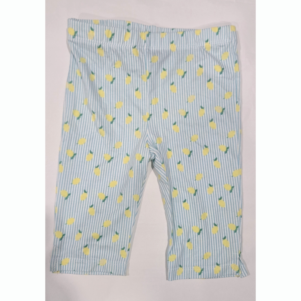 Striped Shorts with Yellow Floral Pattern